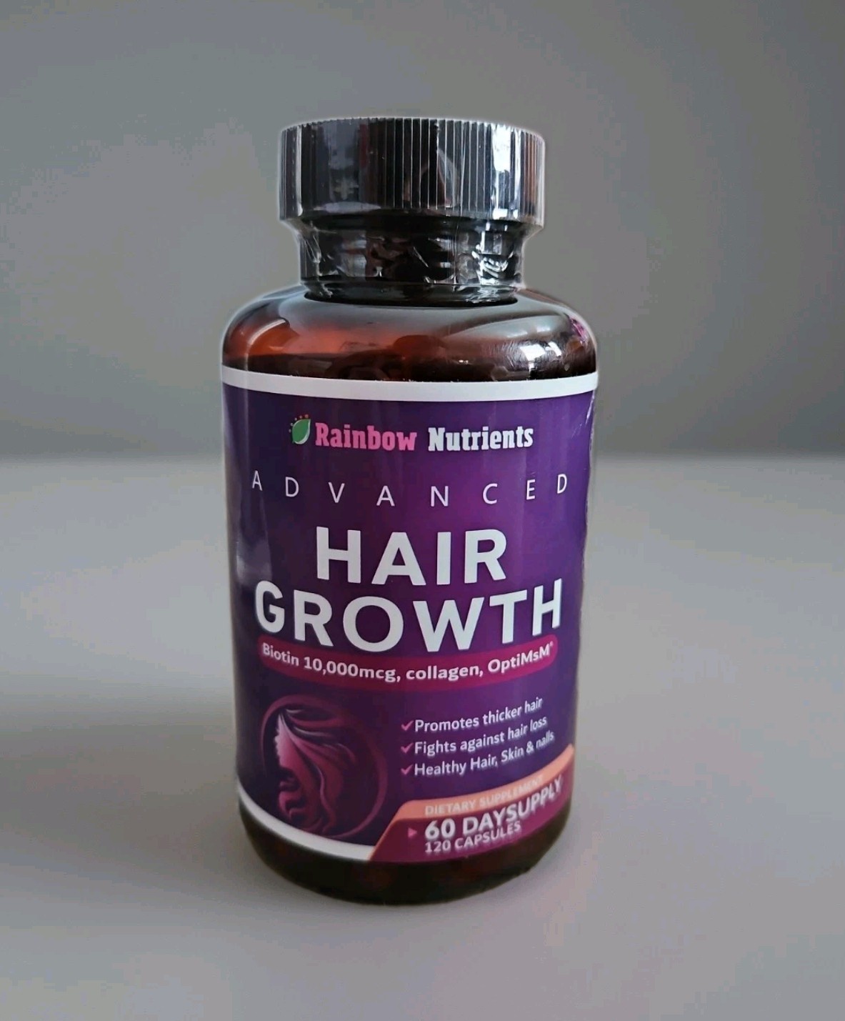 NEW Rainbow Nutrients ADVANCED Hair Growth Vitamins – Biotin 10,000mcg, Collagen