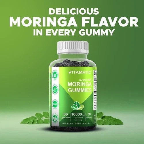 Vitamatic Sugar Free Moringa Gummies 10000mg 60 Pectin Based Gummies NEW