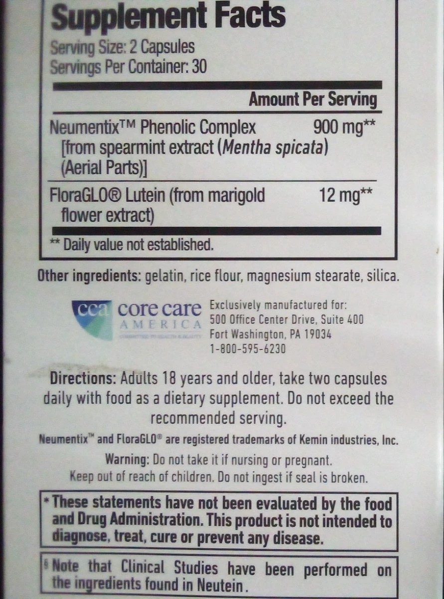 Neutein Memory Support 60 Capsules per bottle EXP 02/2027