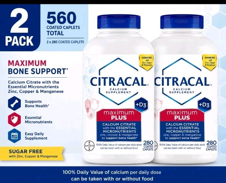 Set Of 2 Bottles Citracal Maximum Plus D3 Coated Tablets 308 ct. Total