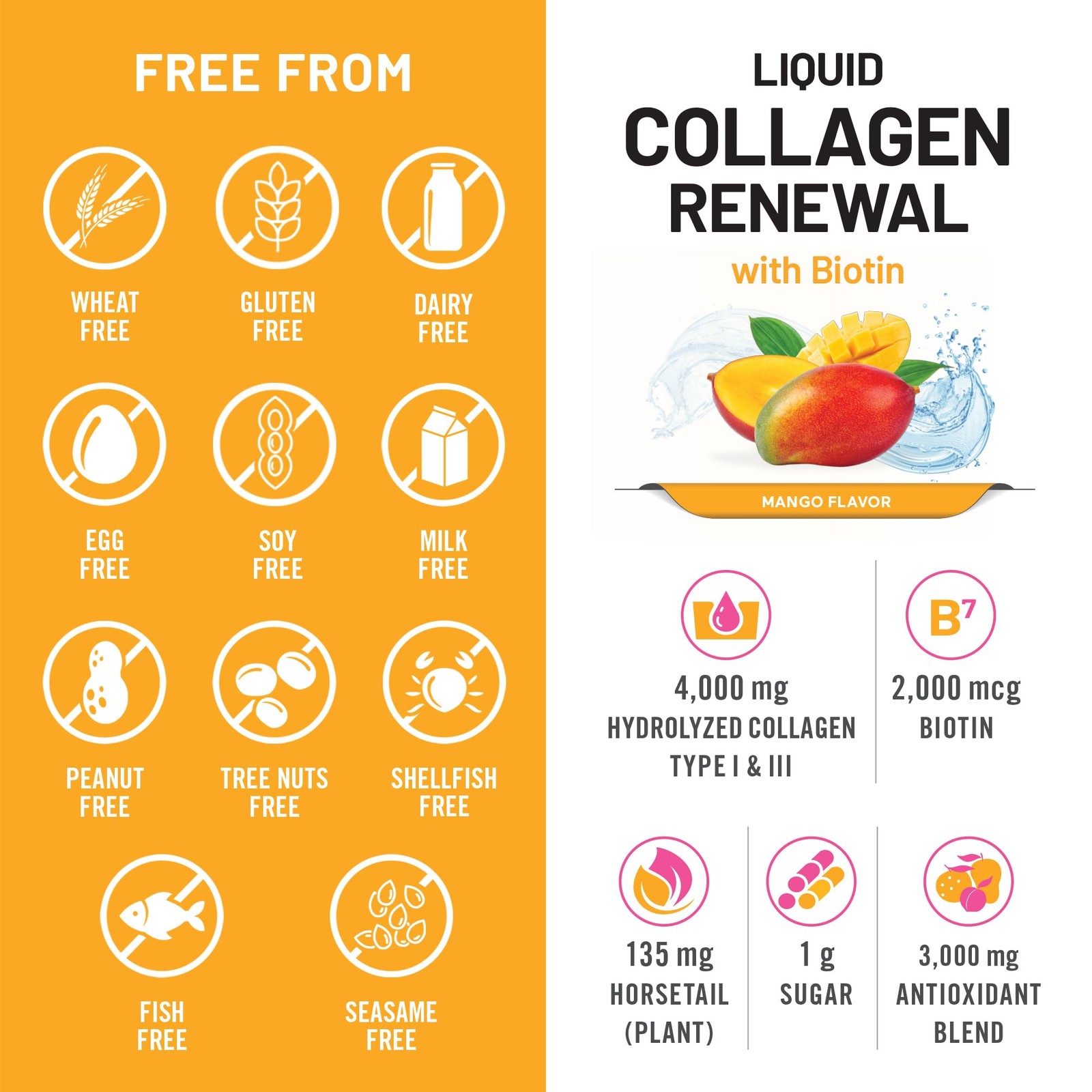 NatureWise Hydrolyzed Liquid Collagen for 15.22 Fl Oz (Pack of 1), Yellow