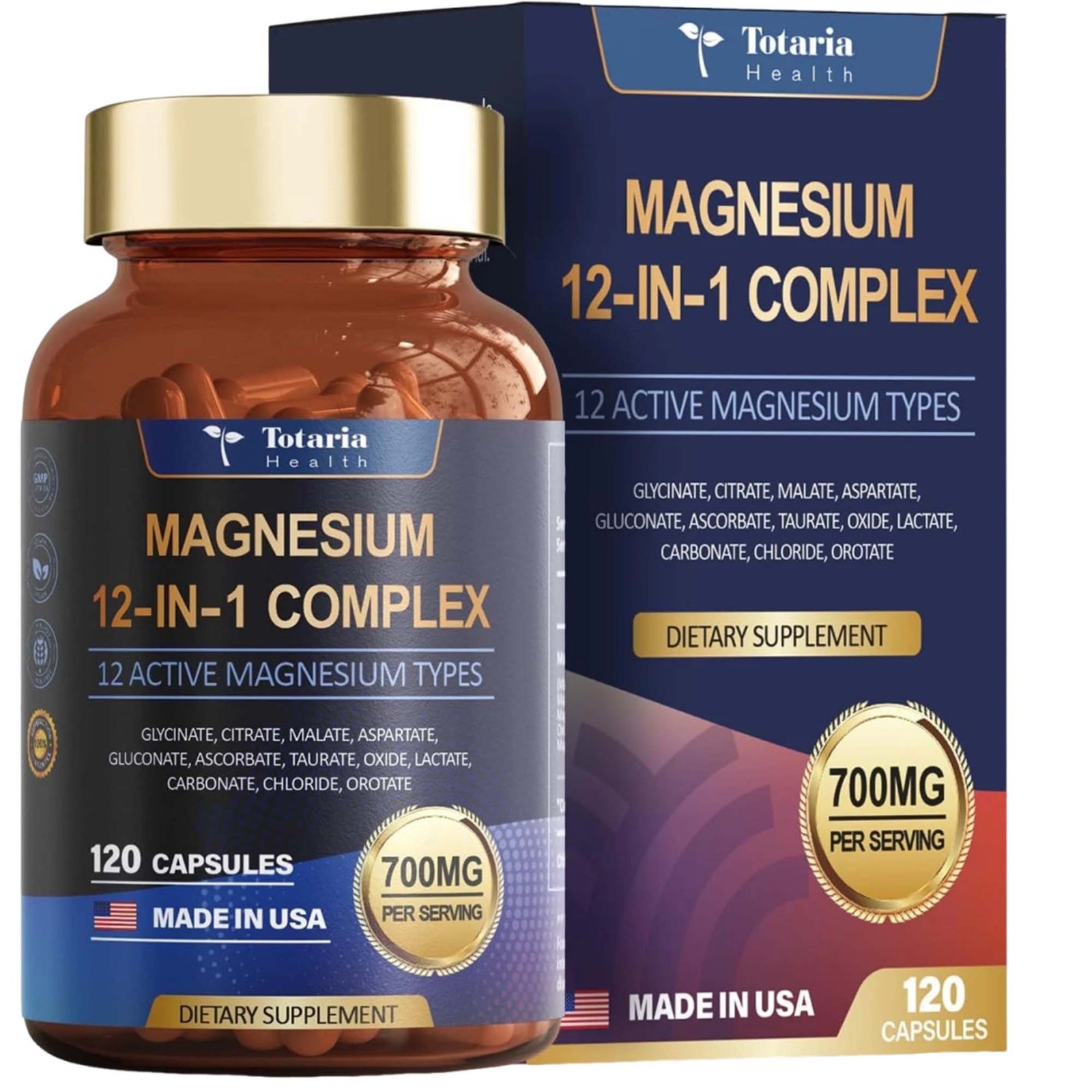 Totaria Magnesium 12 in 1 Complex 700mg – designed for Sleep, Stress Relief Supp