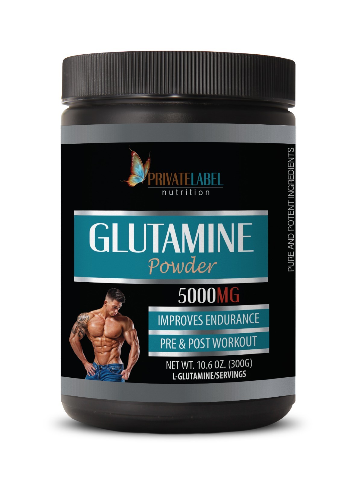 bodybuilding supplements – GLUTAMINE POWDER 5000mg – true mass – 1 Can