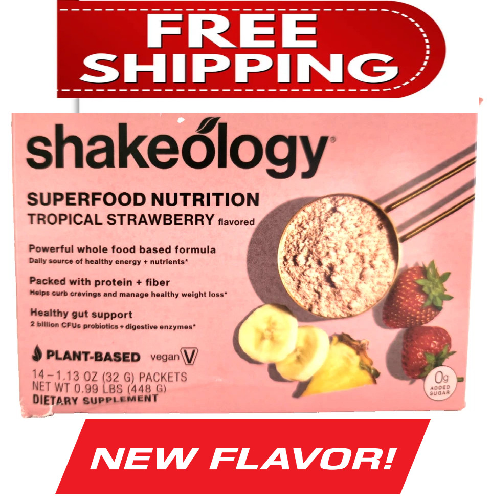 NEW FLAVOR: Vegan 0 SUGAR TROPICAL STRAWBERRY Shakeology Box, BODi, 7/27