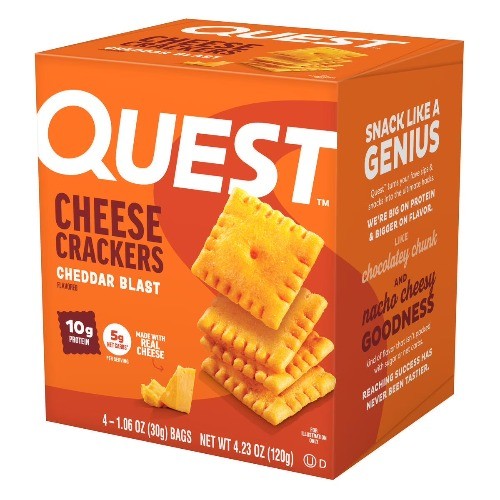 (3 pack) Quest Cheese Crackers, Cheddar Blast flavor, 10g of Protein,4 Ct