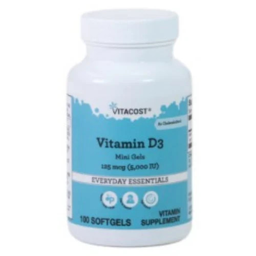 Vitacost Vitamin D3 Mini Gels – 125 mcg – 5,000 IU – 100 Softgels EXP. 11/2026