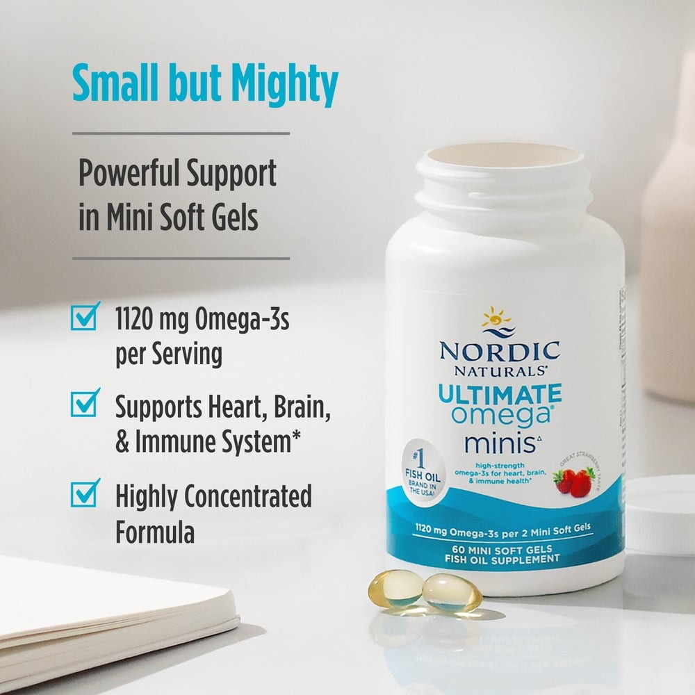 Nordic Naturals Ultimate Omega Minis Softgels, 1120 Mg, Fish Oil, 60 Ct