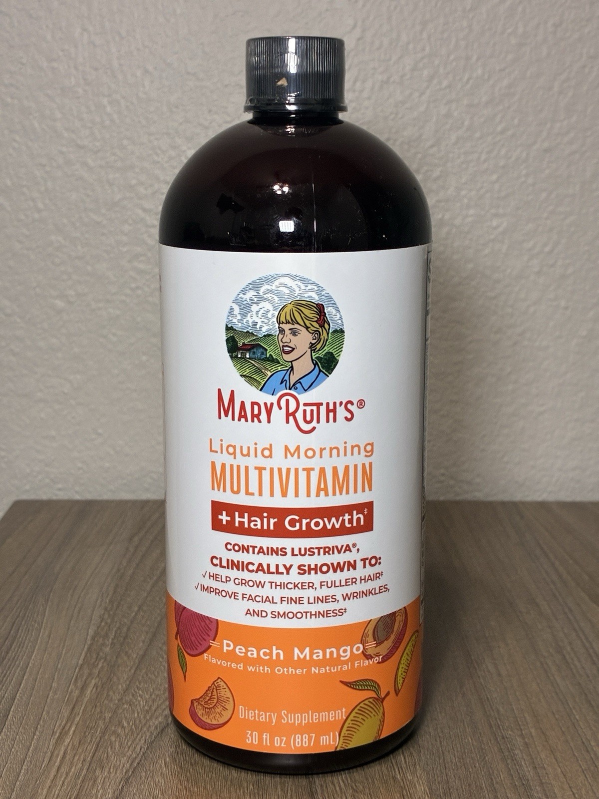 Mary Ruth’s Liquid Morning Multivitamin + Hair Growth -Peach Mango- 30oz./887ml