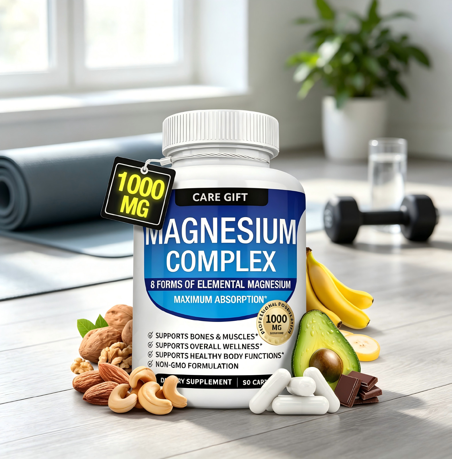 Magnesium Complex 1000mg – 90 Vegan Capsules for Bone, Muscle & Energy Support