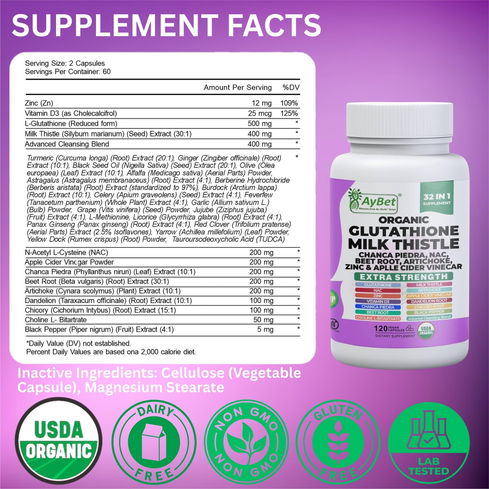 Aybet Glutathione Nac Milk Thistle Health Herbal Antioxidant Formula Chanca