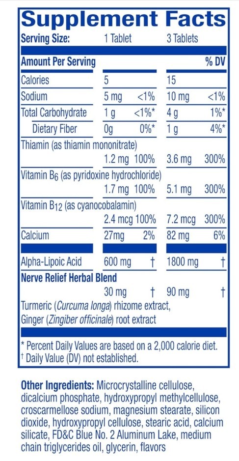 Nervive Nerve Relief, Reduces Nerve Pain & Discomfort, 30 Tablets Exp 03/2027