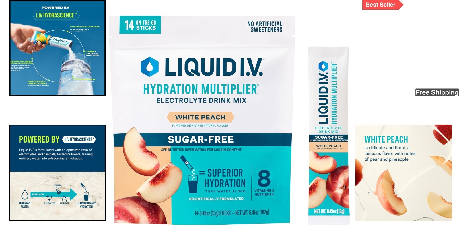 Refreshingly Sweet White Peach Hydration Multiplier – 14 Servings of Pure Relief