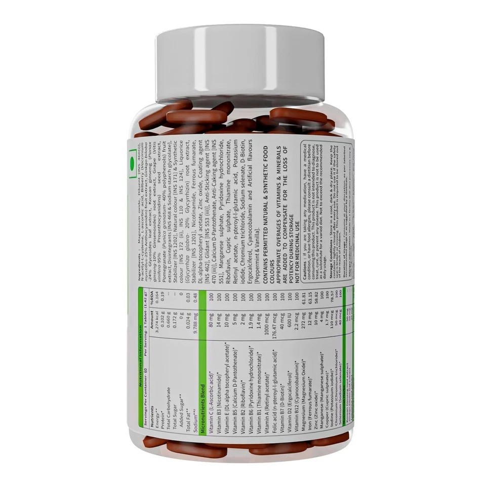 True MultiVitamin Supplement With Minerals, Vitamin C B D , Iron & Zinc Y896