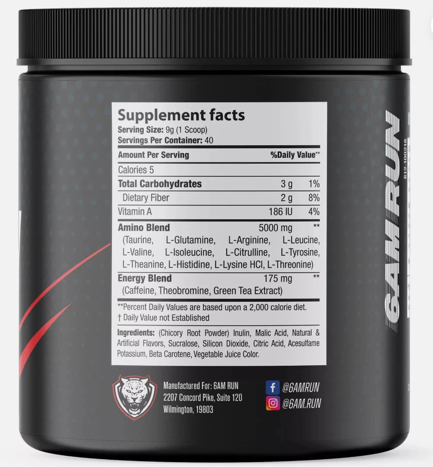 6 AM Marathon Preworkout Formula Raspberry Iced Tea 12.7 oz 360 Grm BestBy 07/26