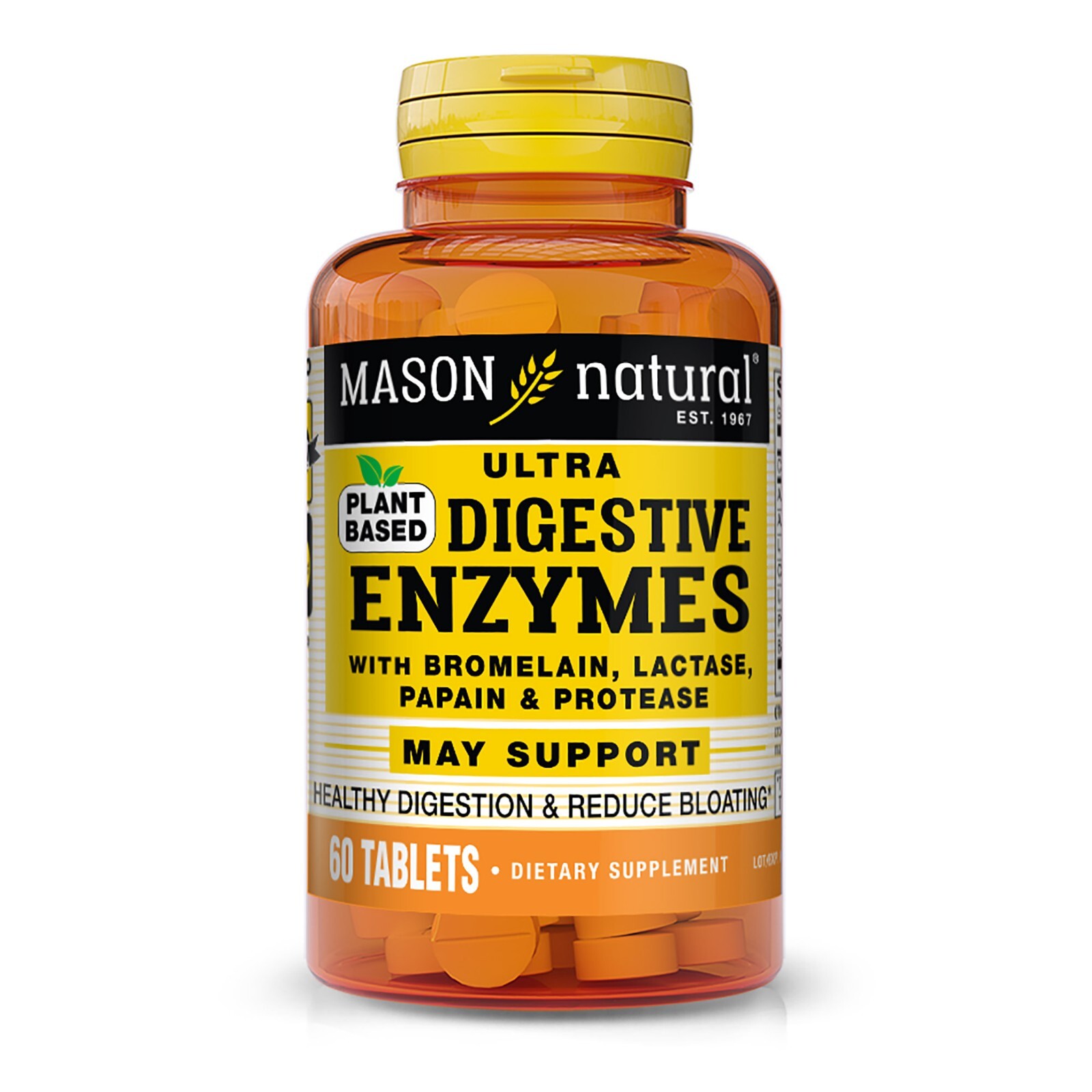 Mason Natural Plant Based Ultra Digestive Enzymes – May Reduce Bloating, 60 Caps