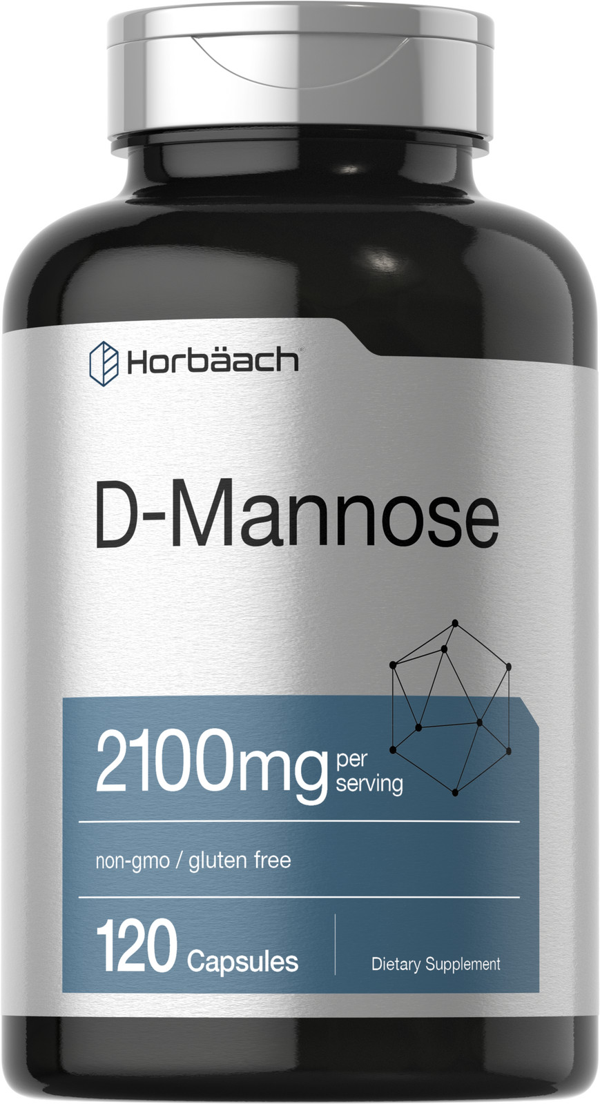 D Mannose Capsules | 2100 mg | 120 Count | Non-GMO & Gluten Free | by Horbaach