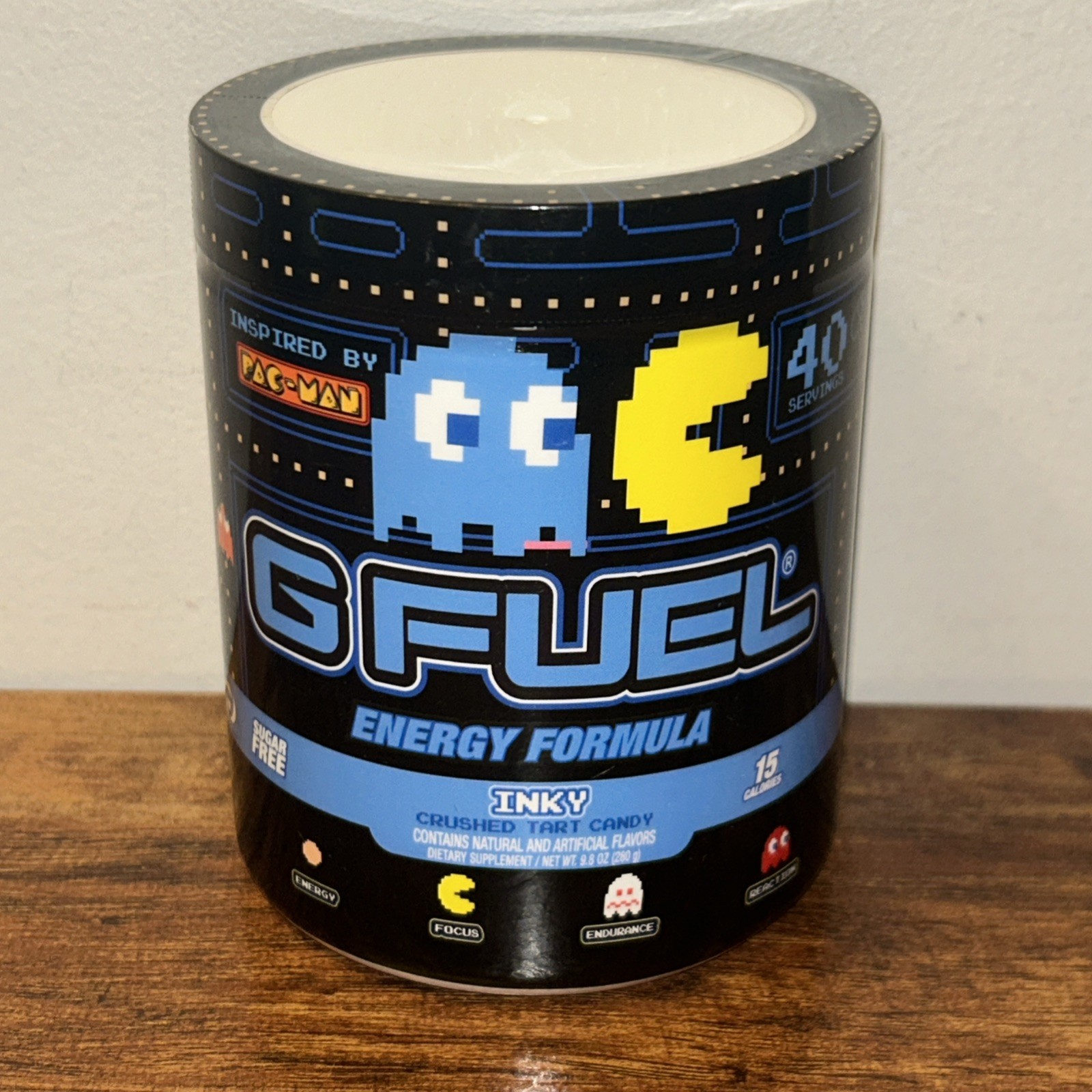 G FUEL Pac-Man Inky Crushed Tart Candy 40 Servings Tub SEALED – EXP 10/2028