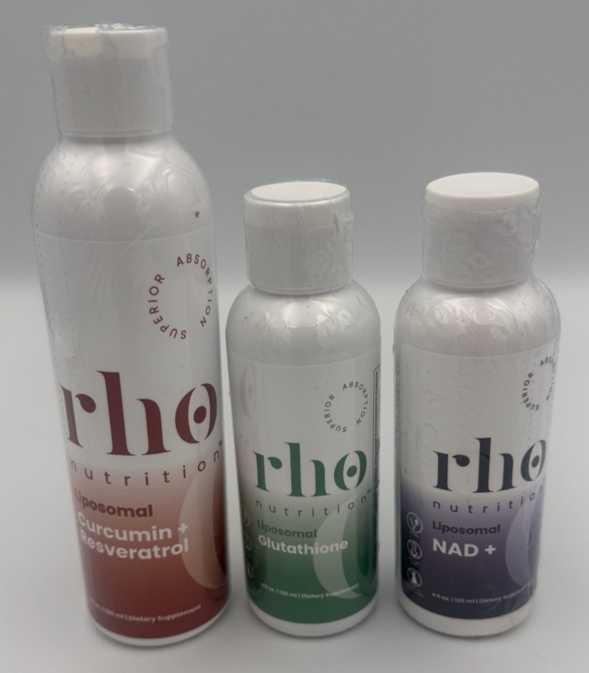 Rho Nutrition Liposomal Supplement Trio–NAD+, Glutathione, Curcumin&Resveratrol
