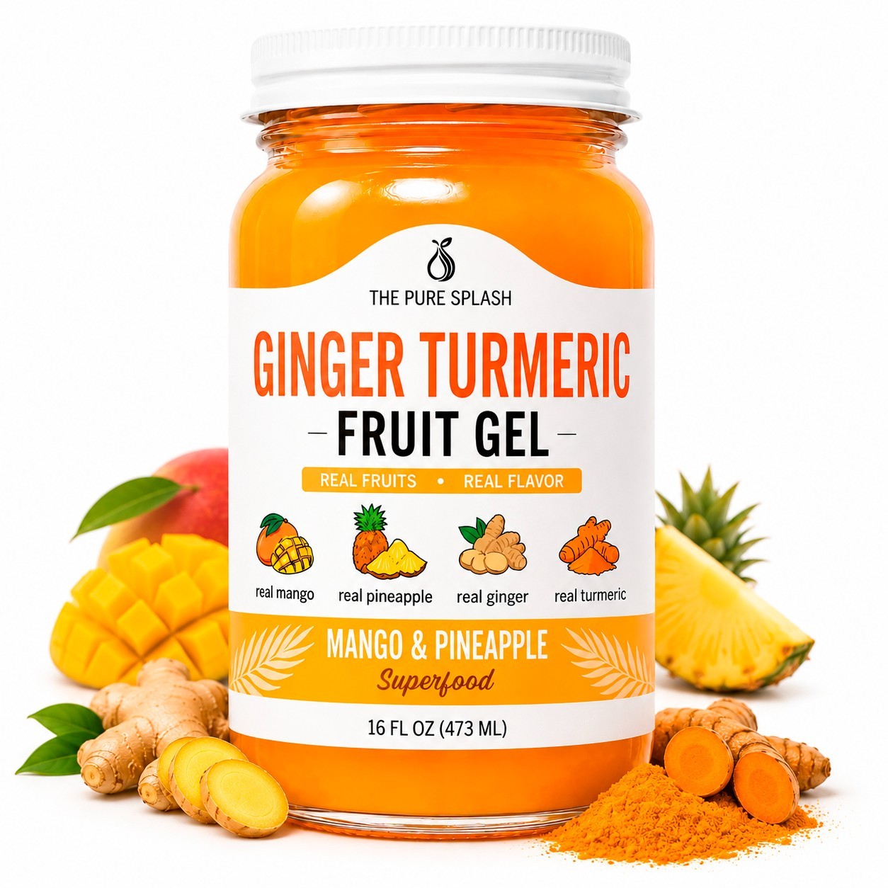 Ginger Turmeric Fruit Gel Mango Pineapple Fruit Spread Made in USA