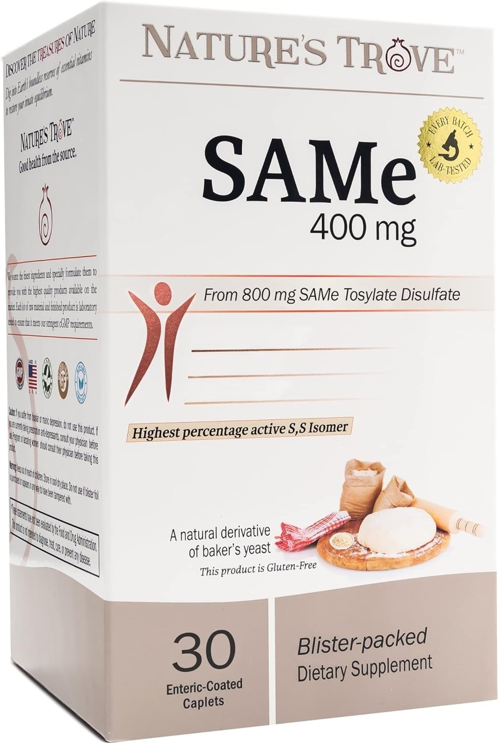 Natures Trove SAM-e 400mg 30 Enteric Coated Caplets Mood Joint Support Vegan
