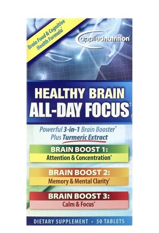 Healthy Brain All-Day Focus – 50 Tablets – Powerful 3-in-1 Brain Booster with…