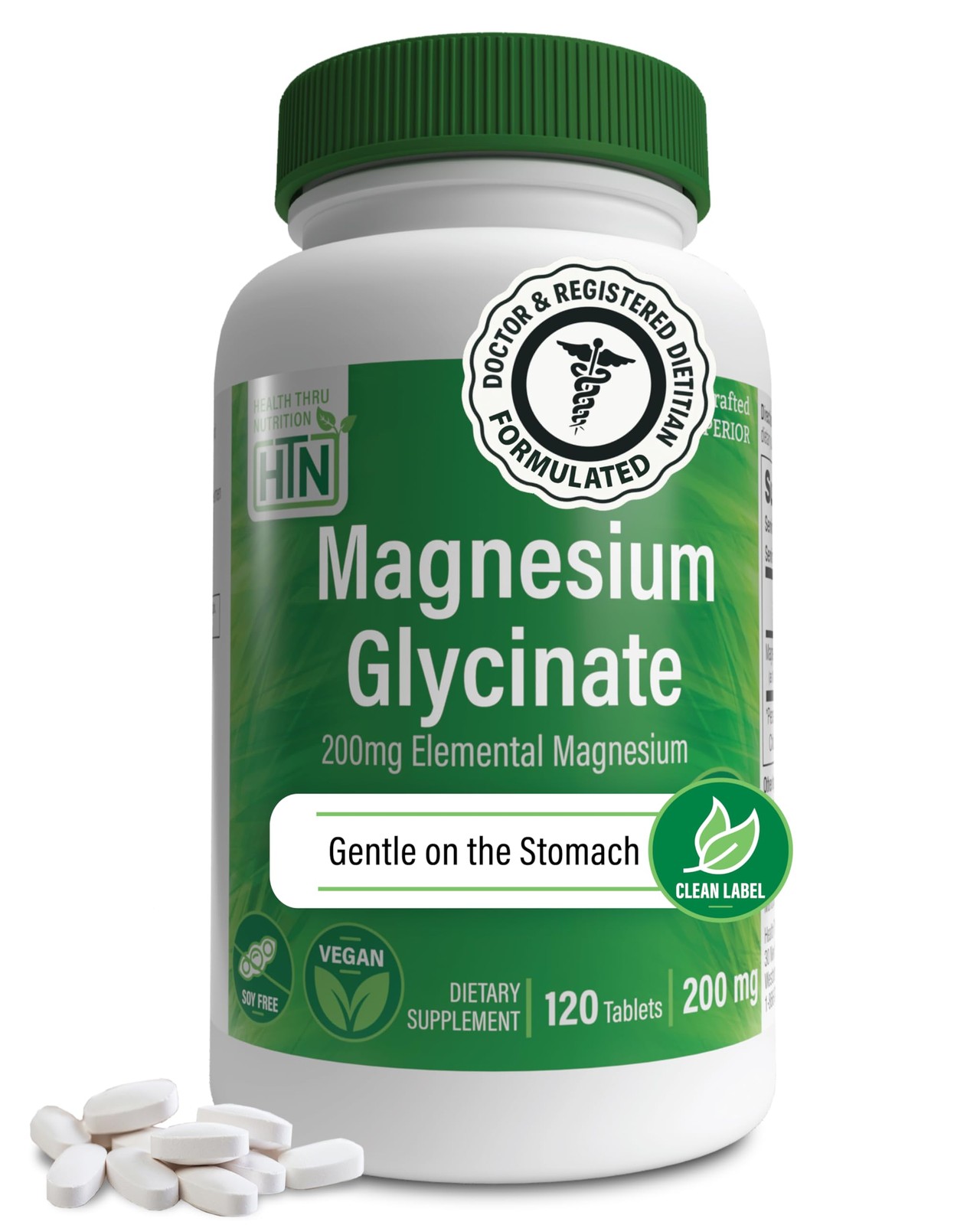 Magnesium Glycinate 200mg Elemental (from 1,540mg Chelated 120 Tablets
