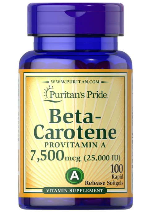 Puritan’s Pride Beta Carotene 7,500mcg, Eye & Immune Support, 100 Softgels