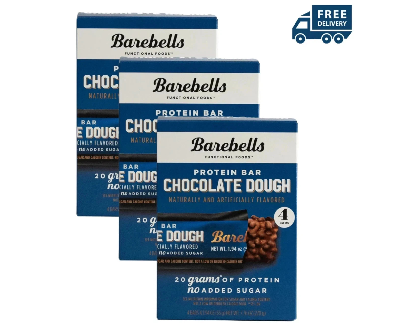 Protein Bars with 20g High Protein, Chocolate Dough Flavor, 1.9 oz Bars, 3 Pack,