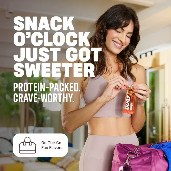 BUILT Puff Protein Bar, Peanut Butter Cup, 15g Protein, 4 Count Box, 1.55 oz