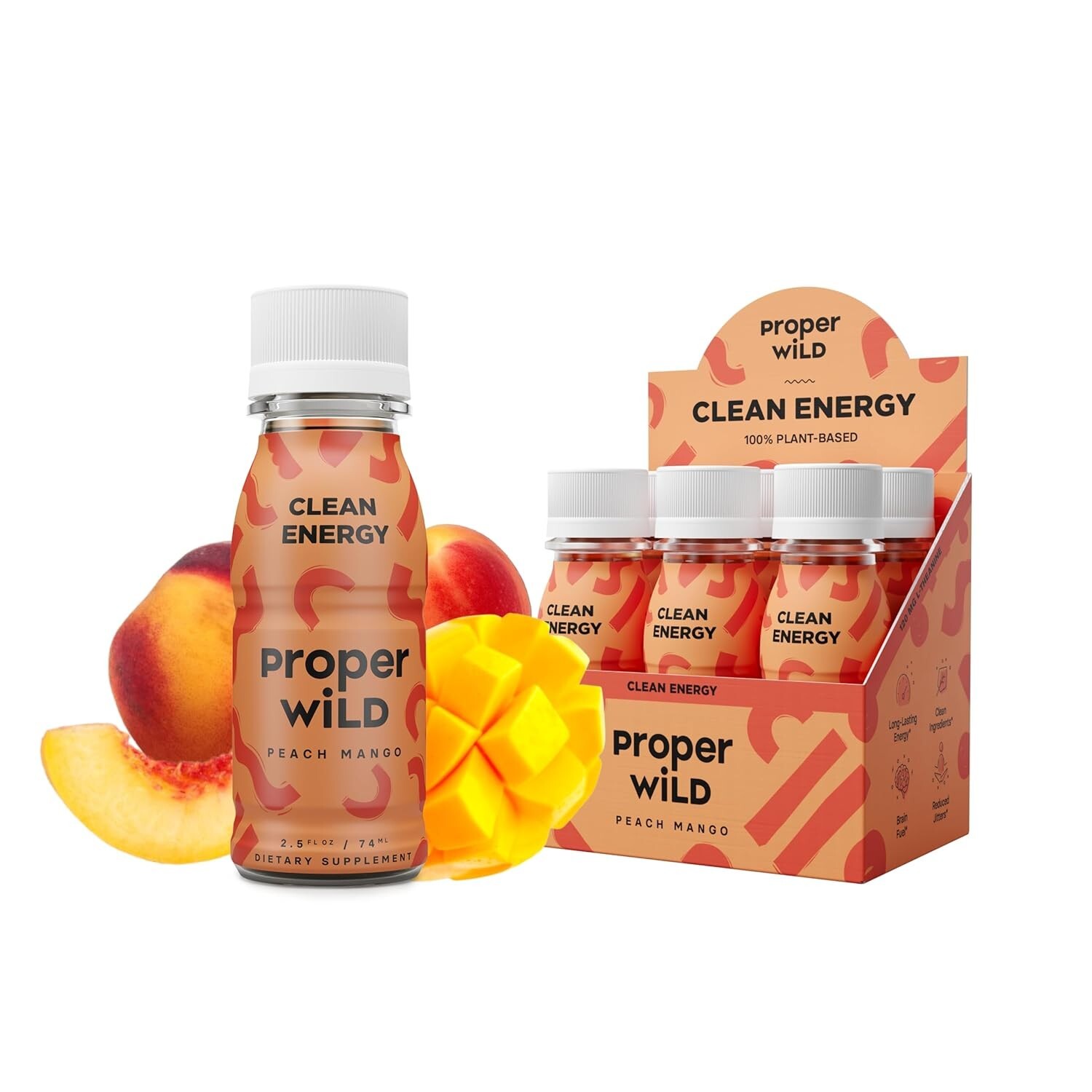 Proper Wild Energy Shot Peach Mango, 2.5oz – Qty 6 3/2026