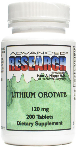 Advanced Research Lithium Orotate 120 mg., 200 Tablets