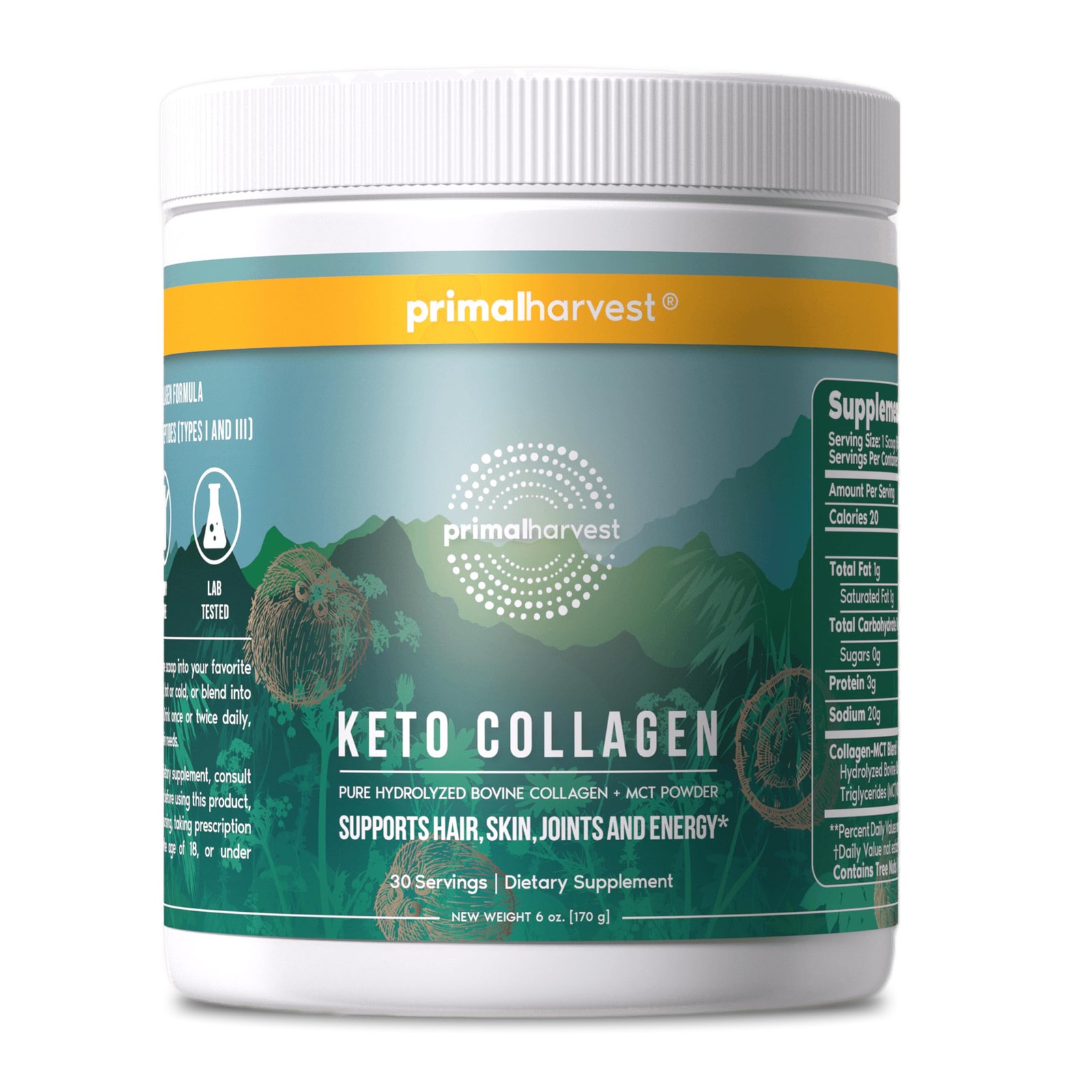 Primal Harvest Keto Collagen Powder with MCT Oil 30 Servings (Pack of 1)