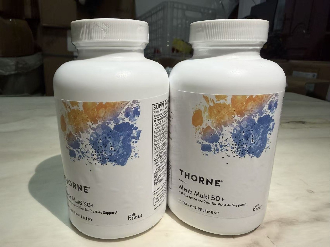 THORNE Men’s Multi Vitamin 50+- Contains vitamins A,B,C,D E, zinc -180 capsules-
