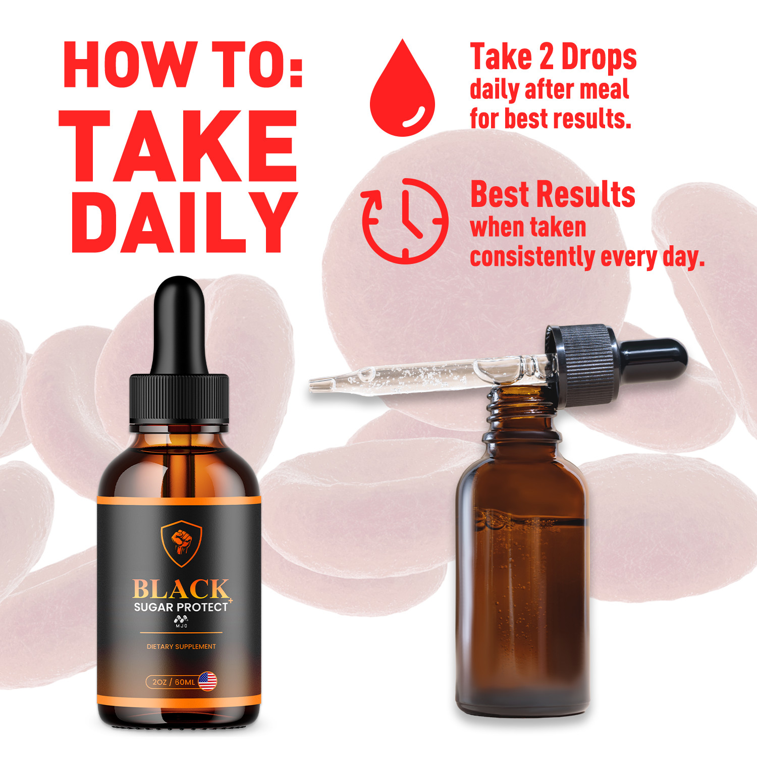 (3 Pack) Black Sugar Protect Drops Advance Blood Support Formula 90 Servings