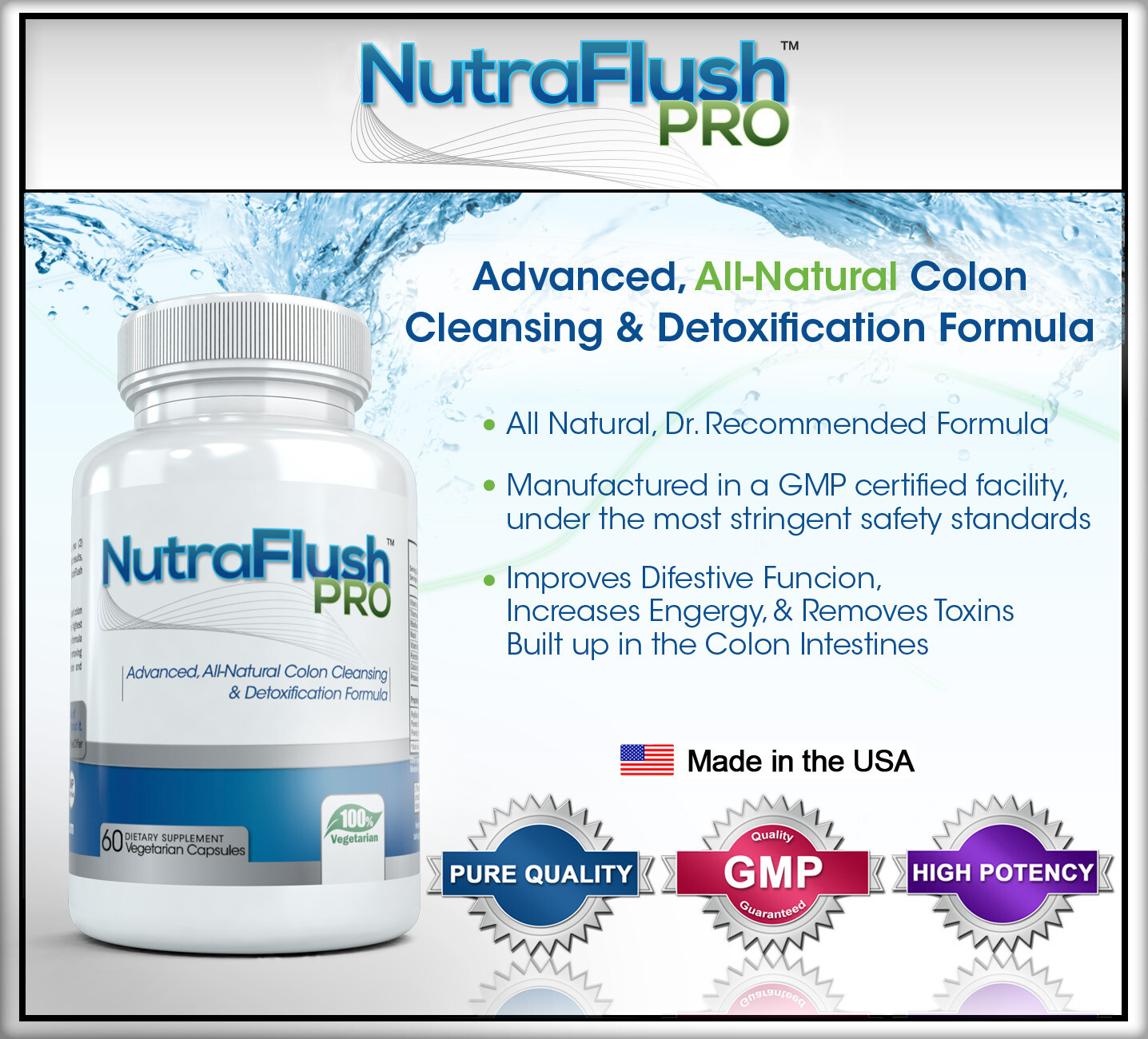 NutraFlush #1 COLON CLEANSE Detox Cleanser Pill ~ Best Cleansing Diet Supplement