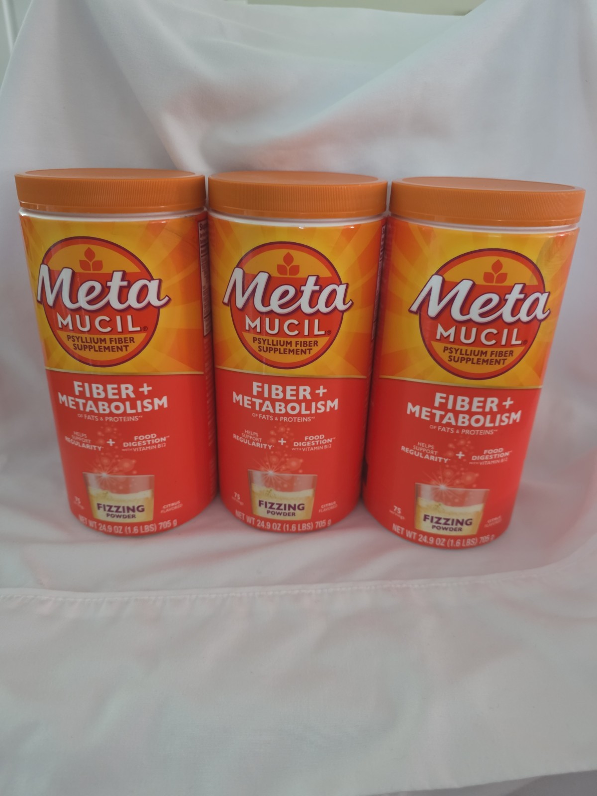 3 MetaMucil Fiber + Metabolism Fizzing Powder 24.9oz -EXP: 10/26