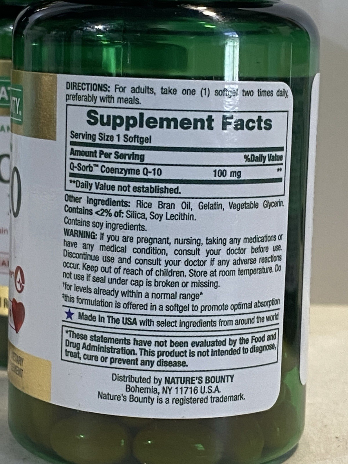 Nature’s Bounty ~ CoQ10 100 mg ~ 225 Rapid Softgels Total ~ Exp 07/2027