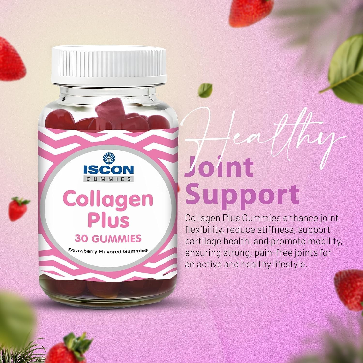 ISCON LI.FE Collagen Gummies 30Ct Strawberry Skin Hair Nails