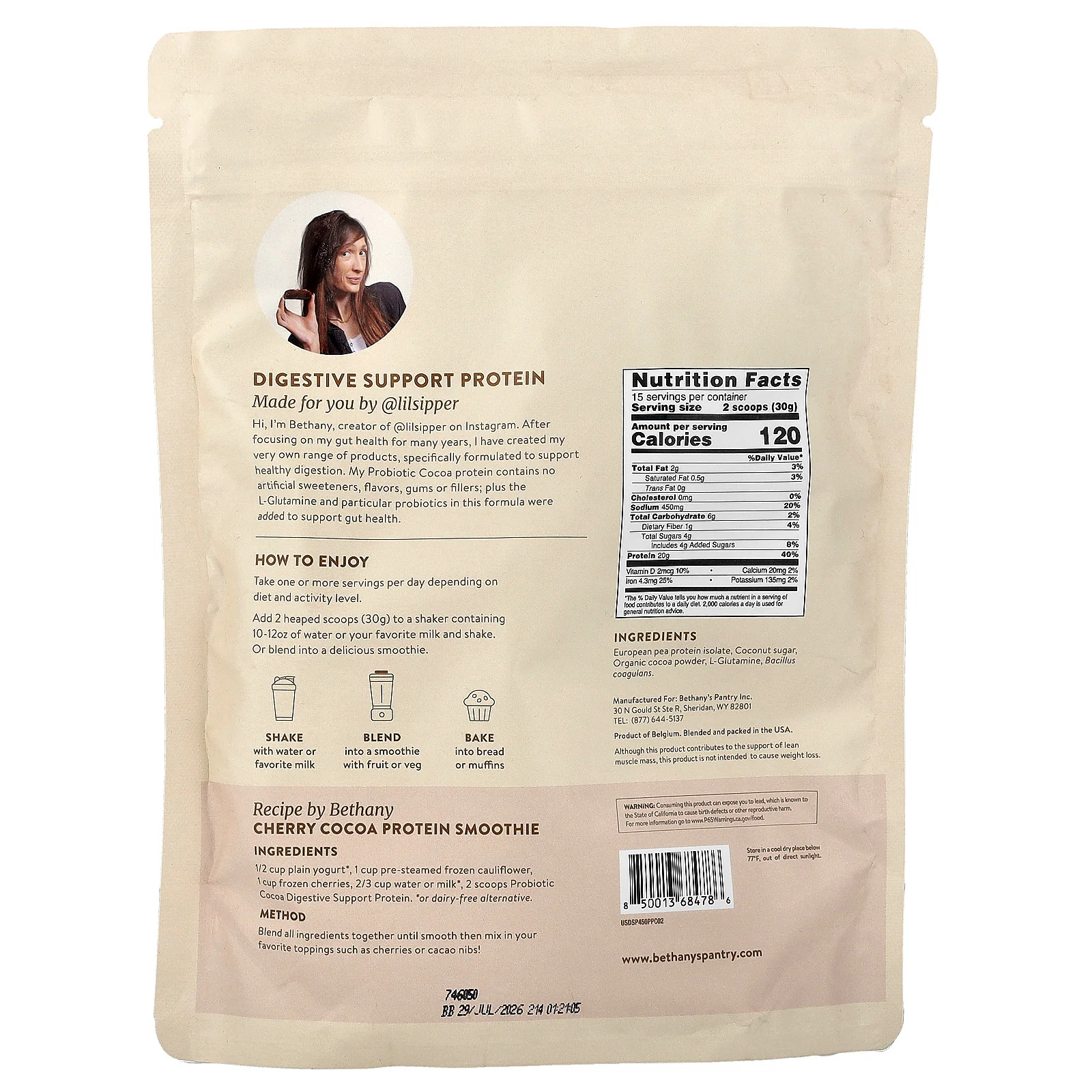 2 X Nuzest, Bethany’s Pantry, Digestive Support Protein�, Probiotic Cocoa, 15.8