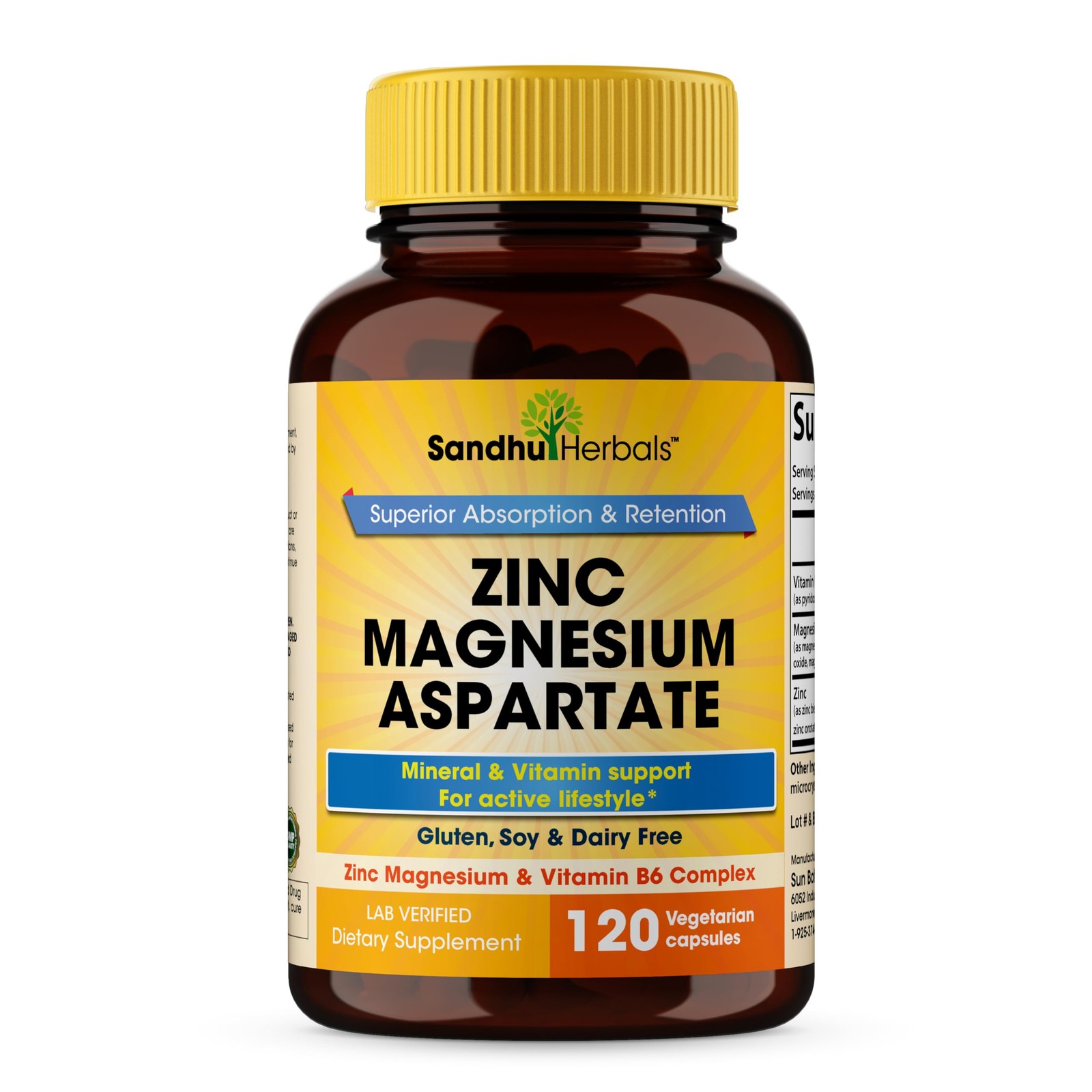 Zinc Magnesium Aspartate Supplement 120 Capsules| with Vitamin B6 & Zinc | Hi…