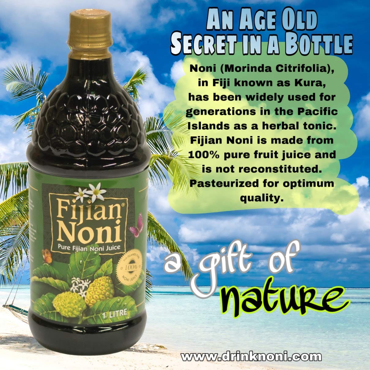 12/Bottles Noni Juice High Potency 33.8 Oz By Fijian Noni