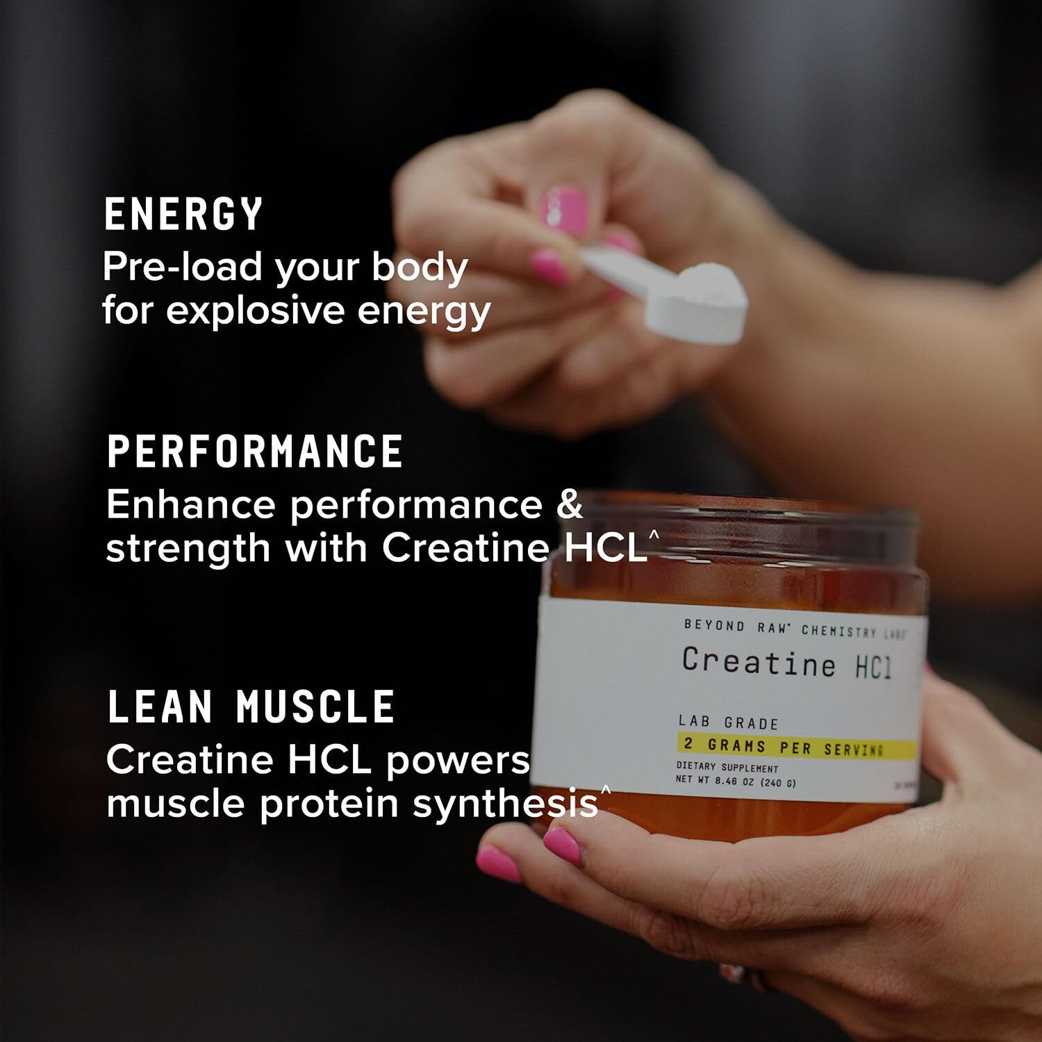 BEYOND RAW Science-Backed Creatine HCl Powder, Lab Grade, for Muscle Strength