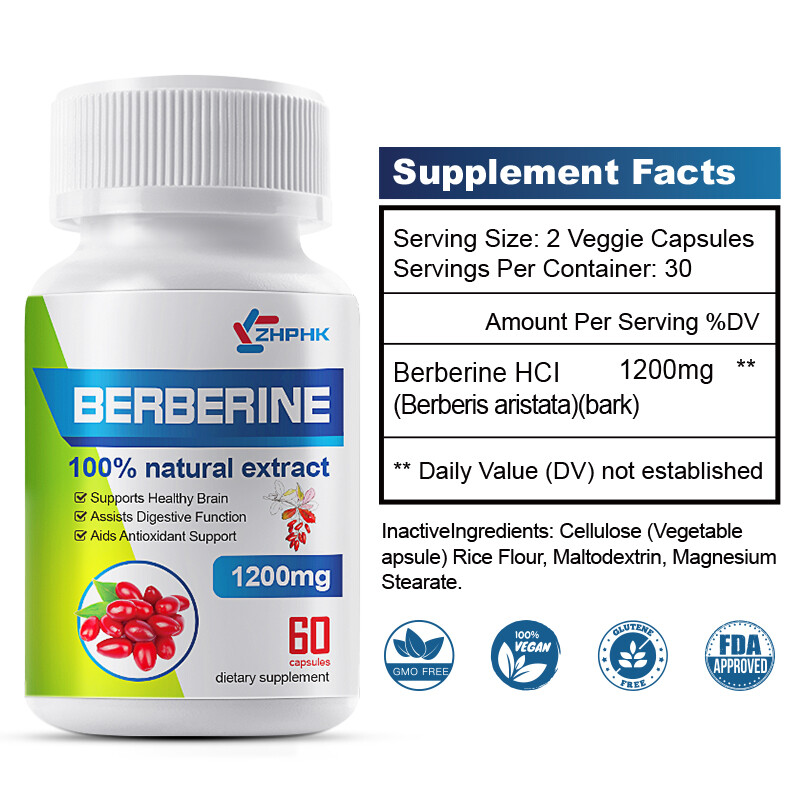 180Pcs Berberine 1200mg High Abosorption For Blood Sugar Immune 3 Months Supply