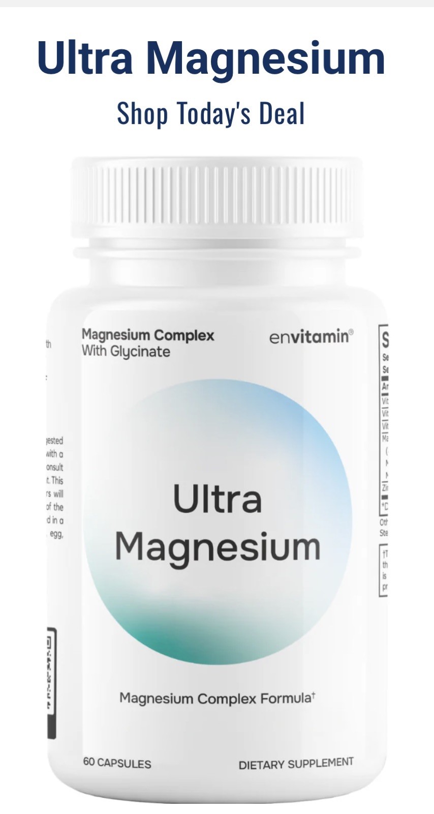 envitamin Ultra Magnesium Glycinate – 8 in 1 Formula 60 Count (Pack of 1)