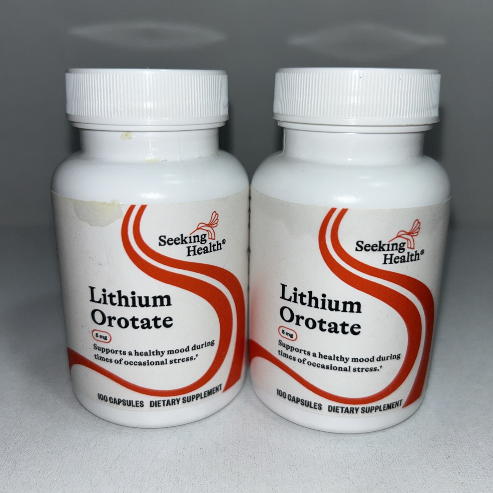 2 Sealed Lithium Orotate Mood + Stress Supplement 100 Caps Each