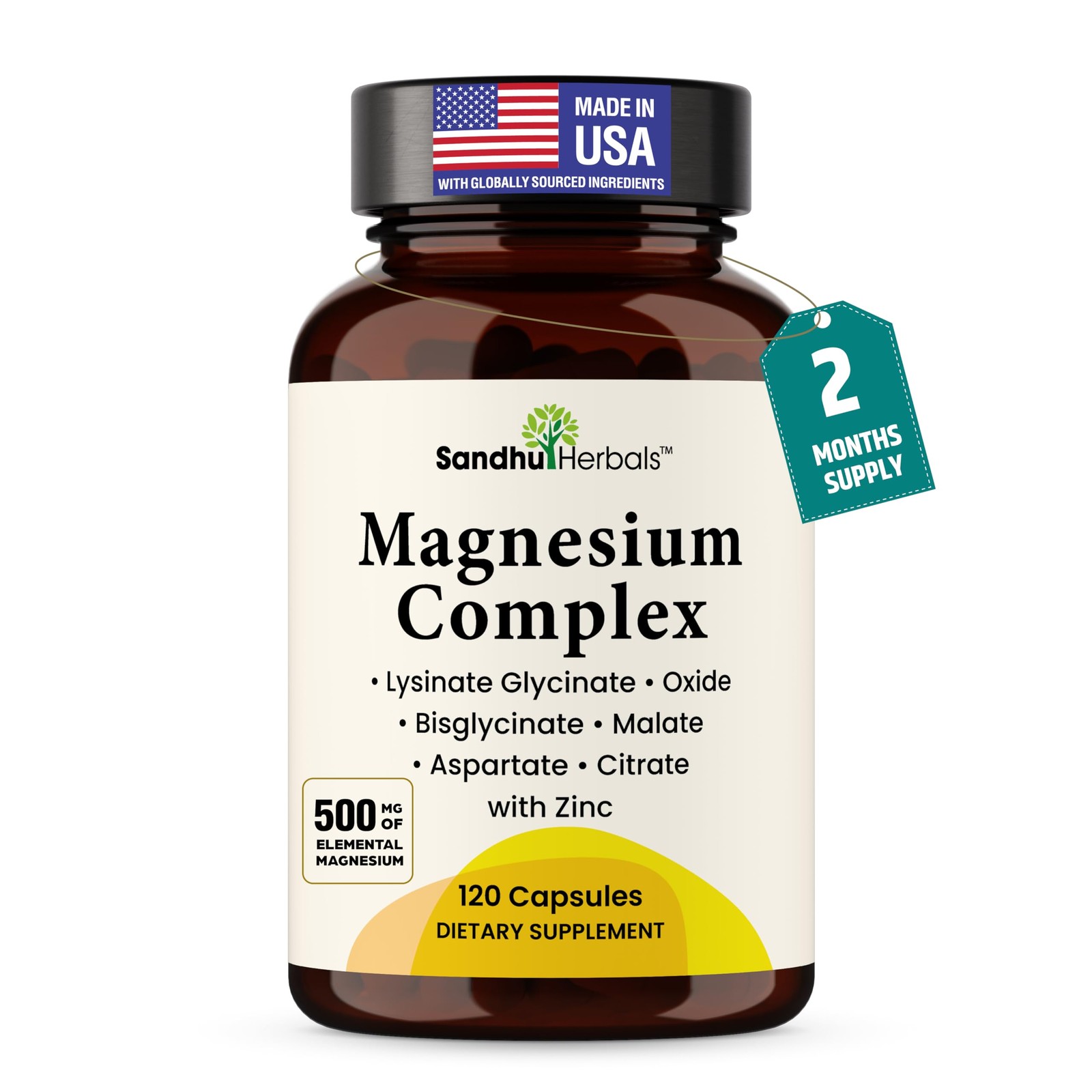 Complete Magnesium Complex 500mg for Women & Men | 120 120 Count (Pack of 1)