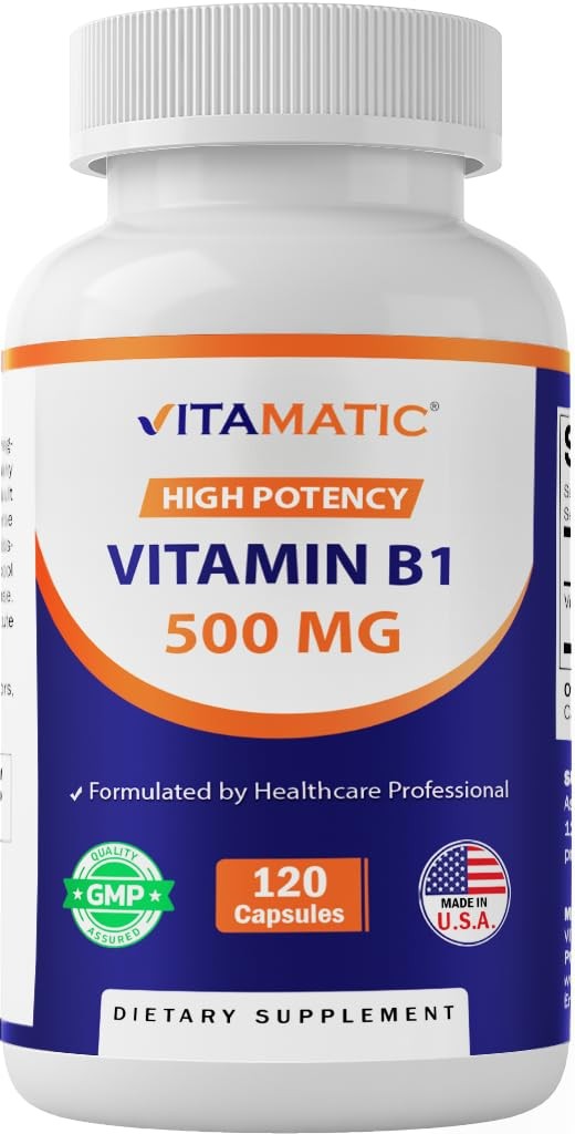 Vitamatic Vitamin B1 (Thiamine) 500mg, 120 120 Count (Pack of 1), No Color