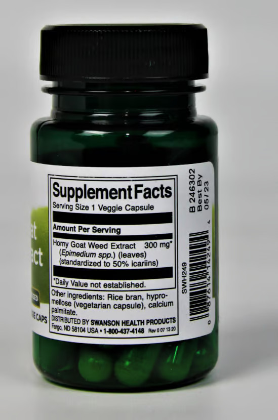 Swanson Maximum Potency Horny Goat Weed Extract 300 mg 30 Veggie Capsules