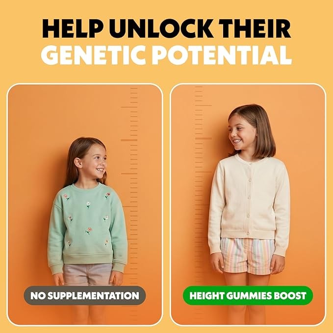 Height Growth Gummies | Kids Teen Vitamin Calcium, Magnesium Glycinate 60 Count