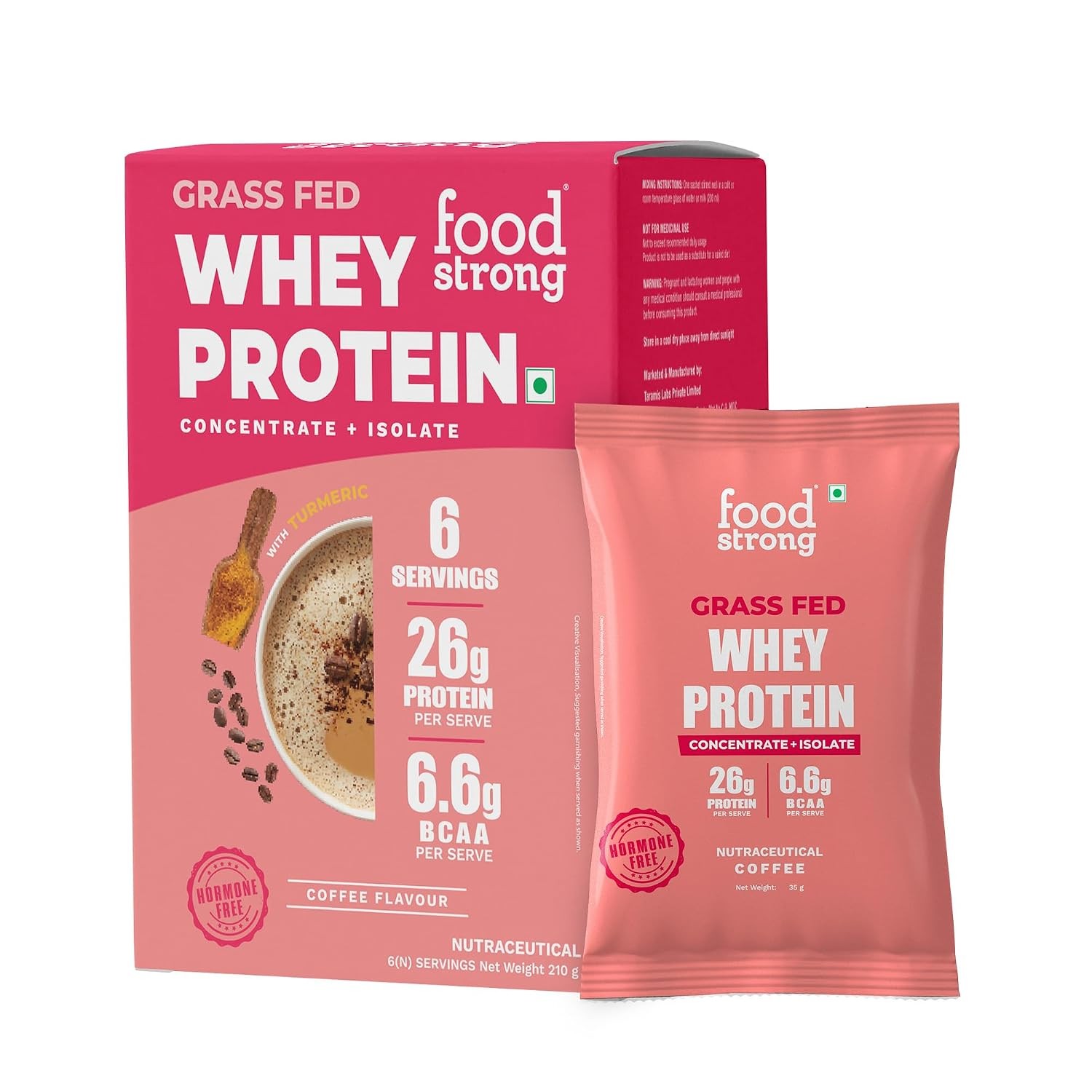 Foodstrong Whey Protein Concentrate Isolate, Coffee Flavour 6 Sachets